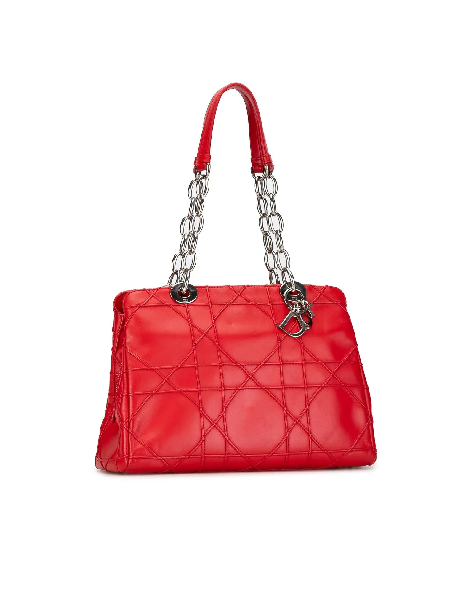 Soft Lambskin Zip Shopping Tote with Interior Pockets