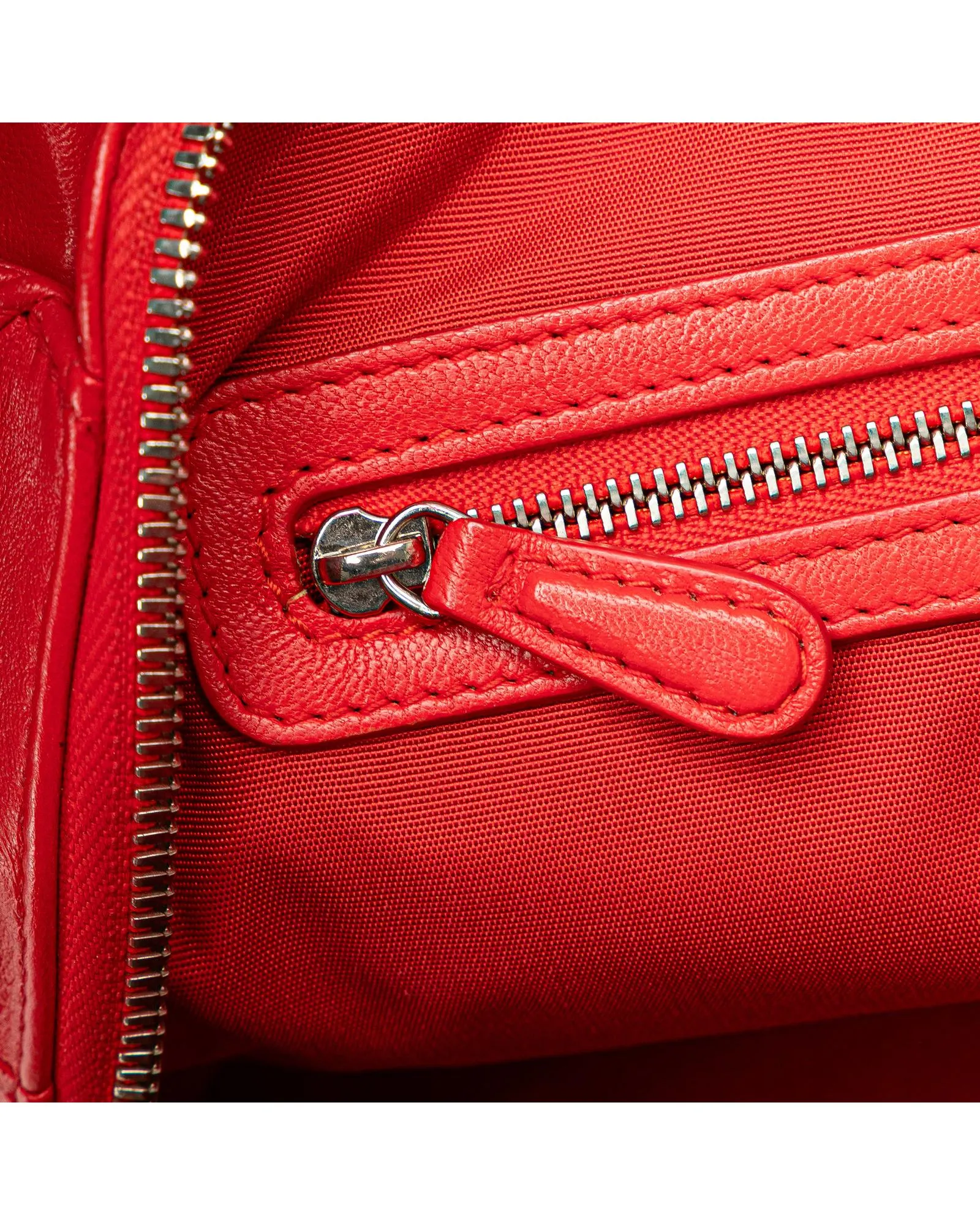 Soft Lambskin Zip Shopping Tote with Interior Pockets