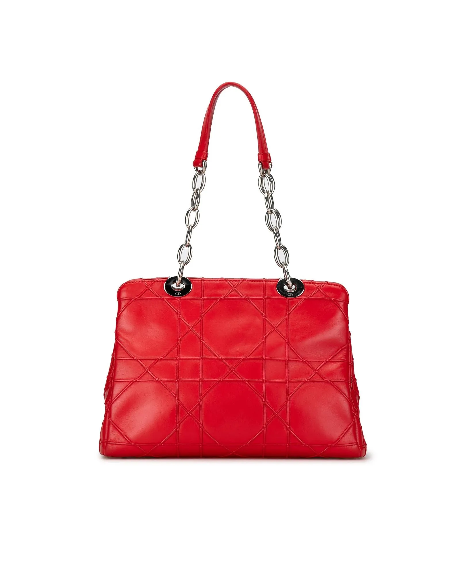Soft Lambskin Zip Shopping Tote with Interior Pockets