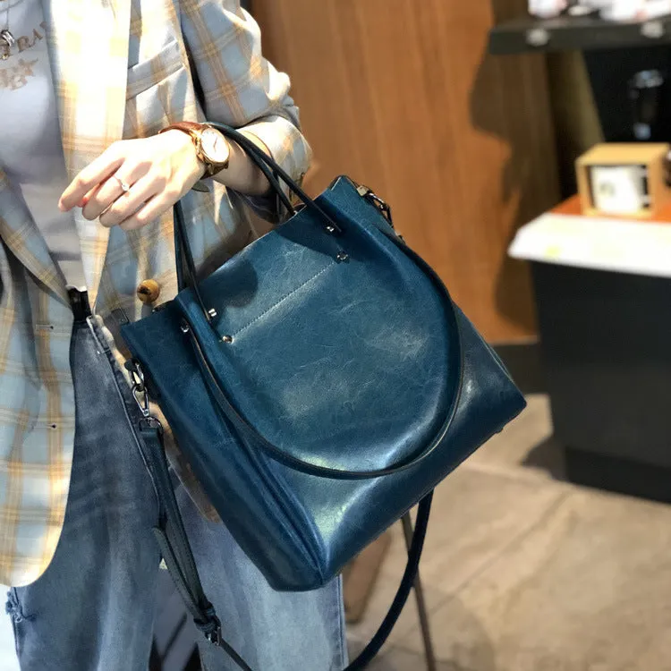 Wax Oil Leather Single Shoulder Bag for Women Crossbody Elegant Handbag, Birthday Gift for Her