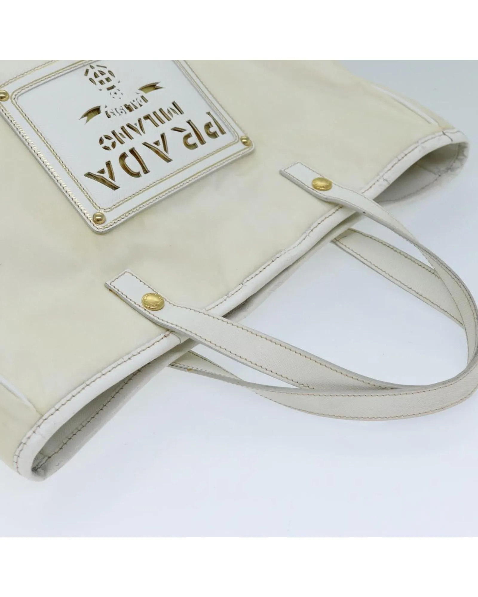 White Nylon Tote Bag with Shoulder Strap - Italian Made