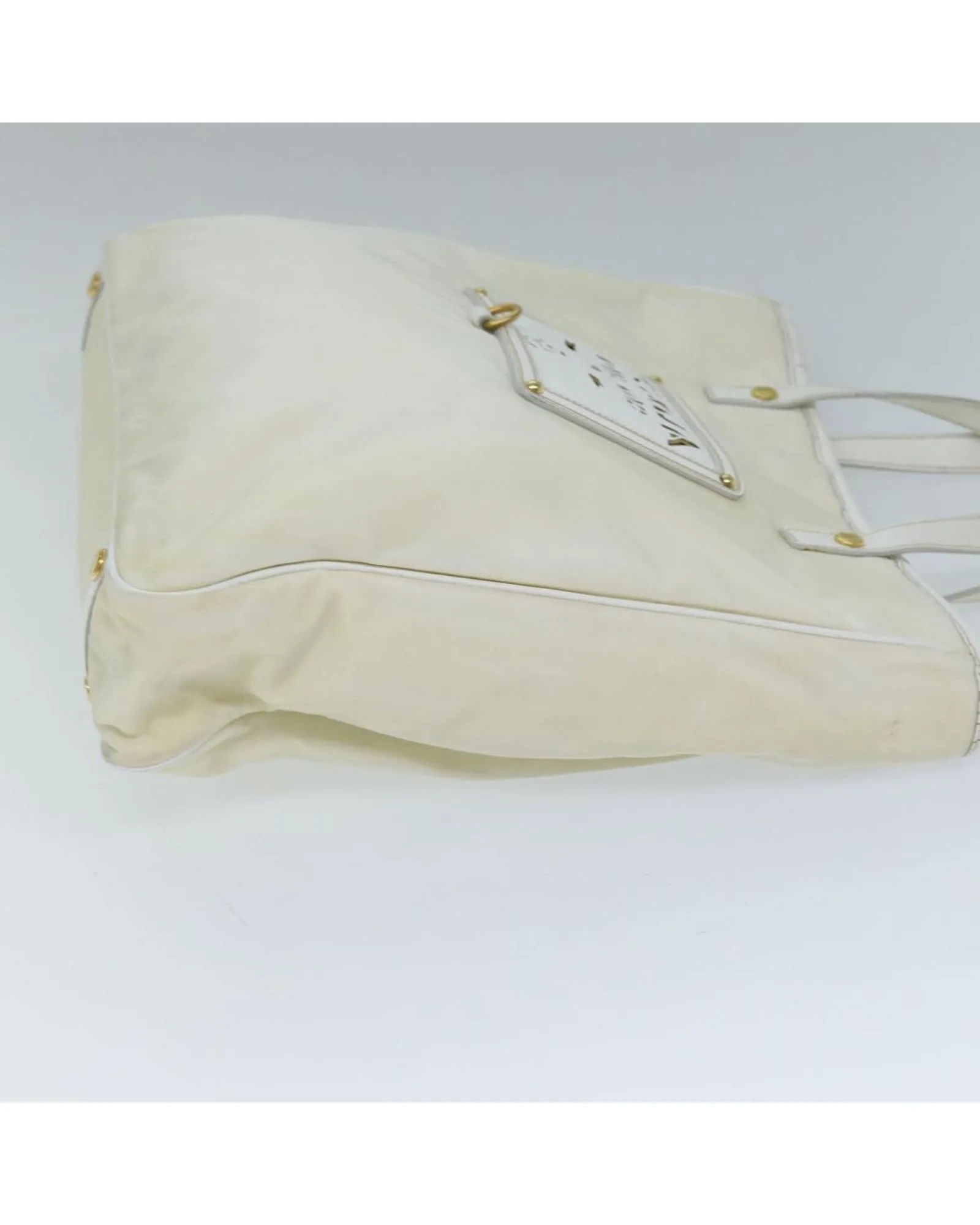 White Nylon Tote Bag with Shoulder Strap - Italian Made