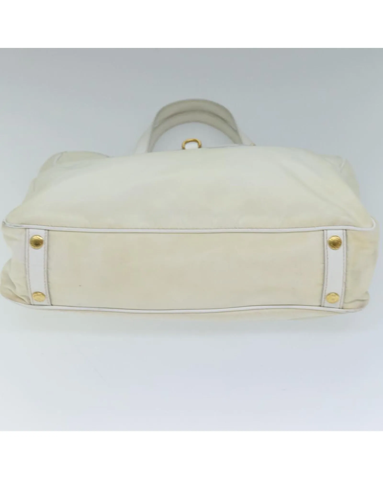 White Nylon Tote Bag with Shoulder Strap - Italian Made