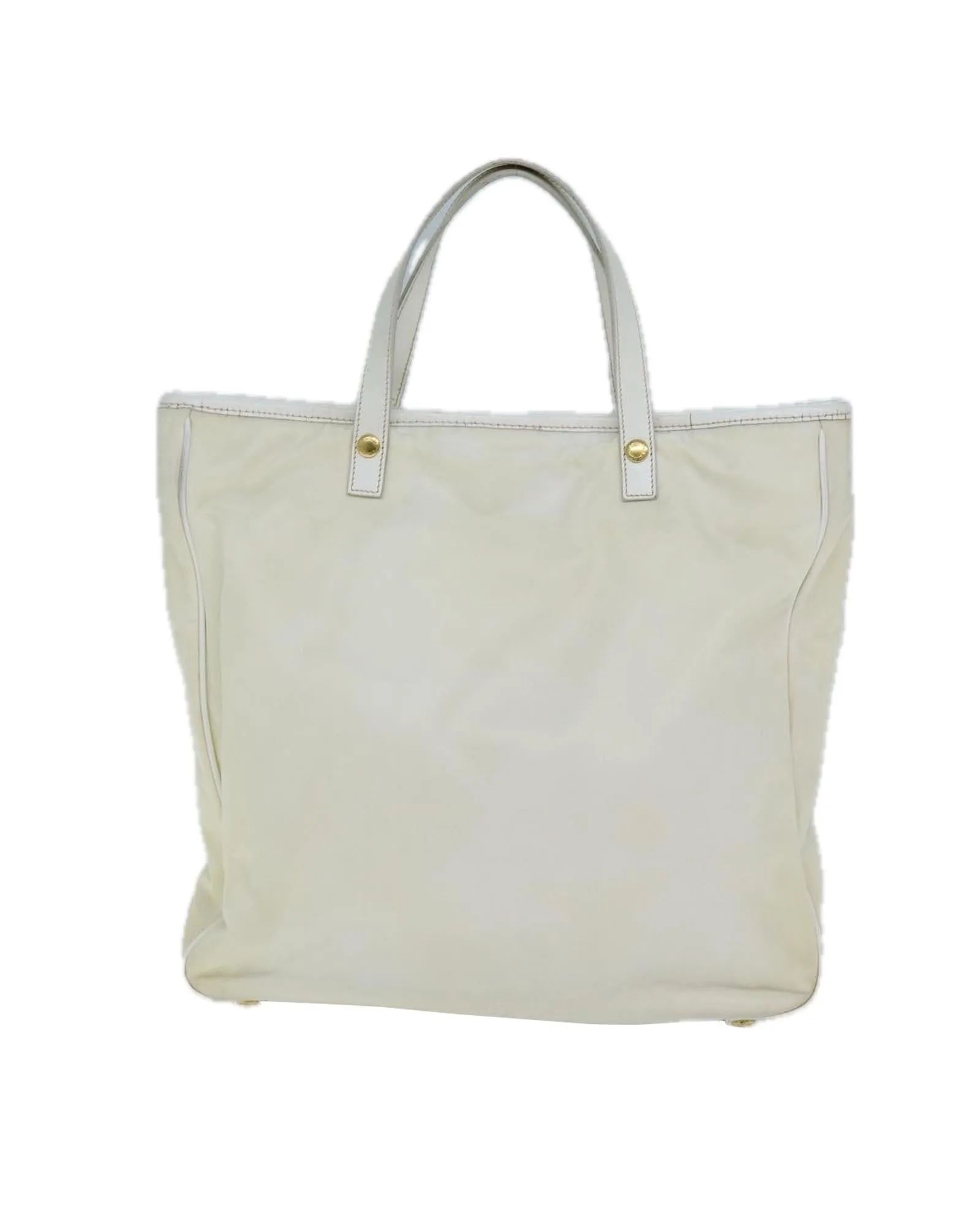 White Nylon Tote Bag with Shoulder Strap - Italian Made