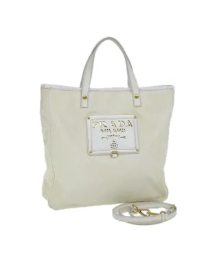 White Nylon Tote Bag with Shoulder Strap - Italian Made