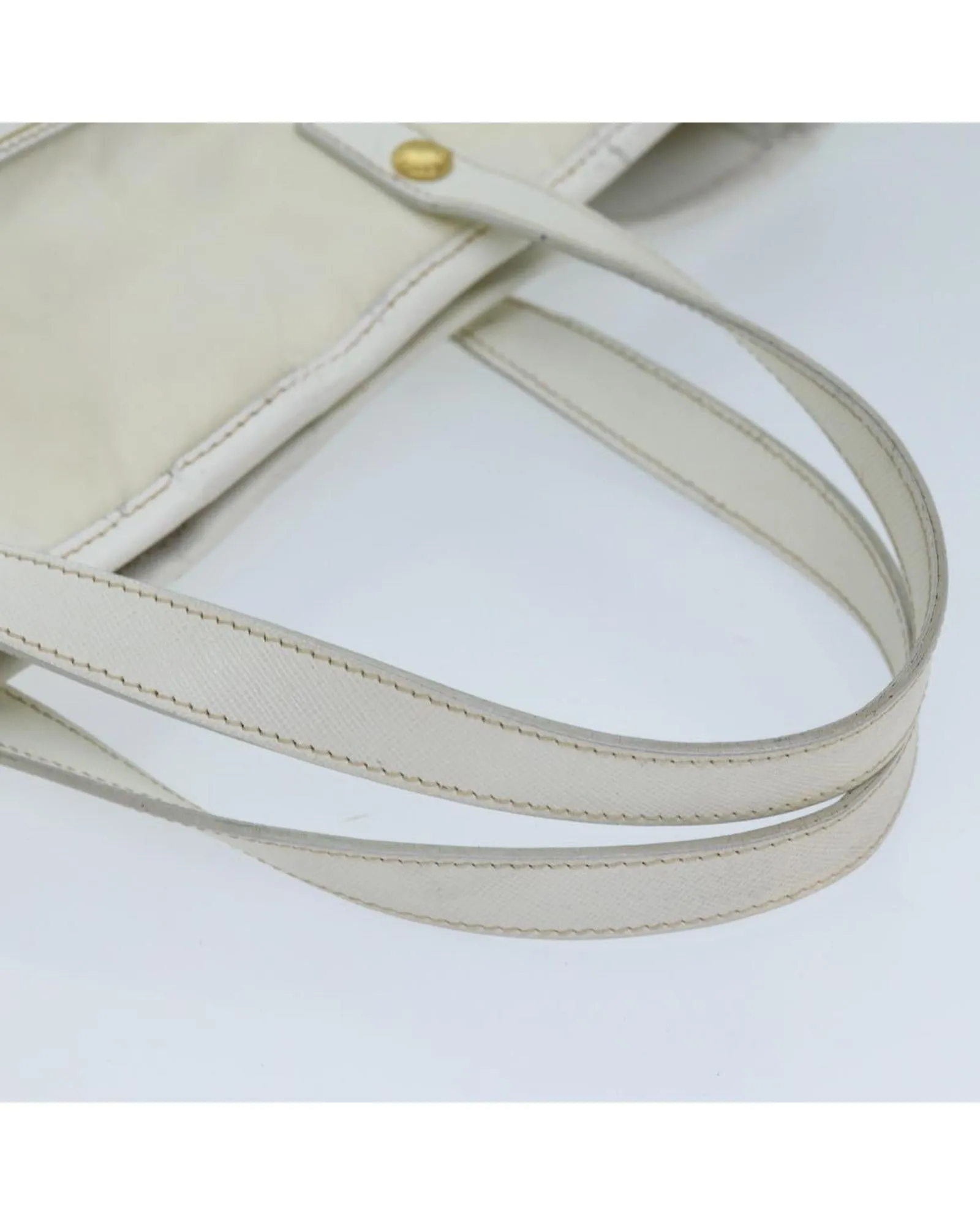 White Nylon Tote Bag with Shoulder Strap - Italian Made