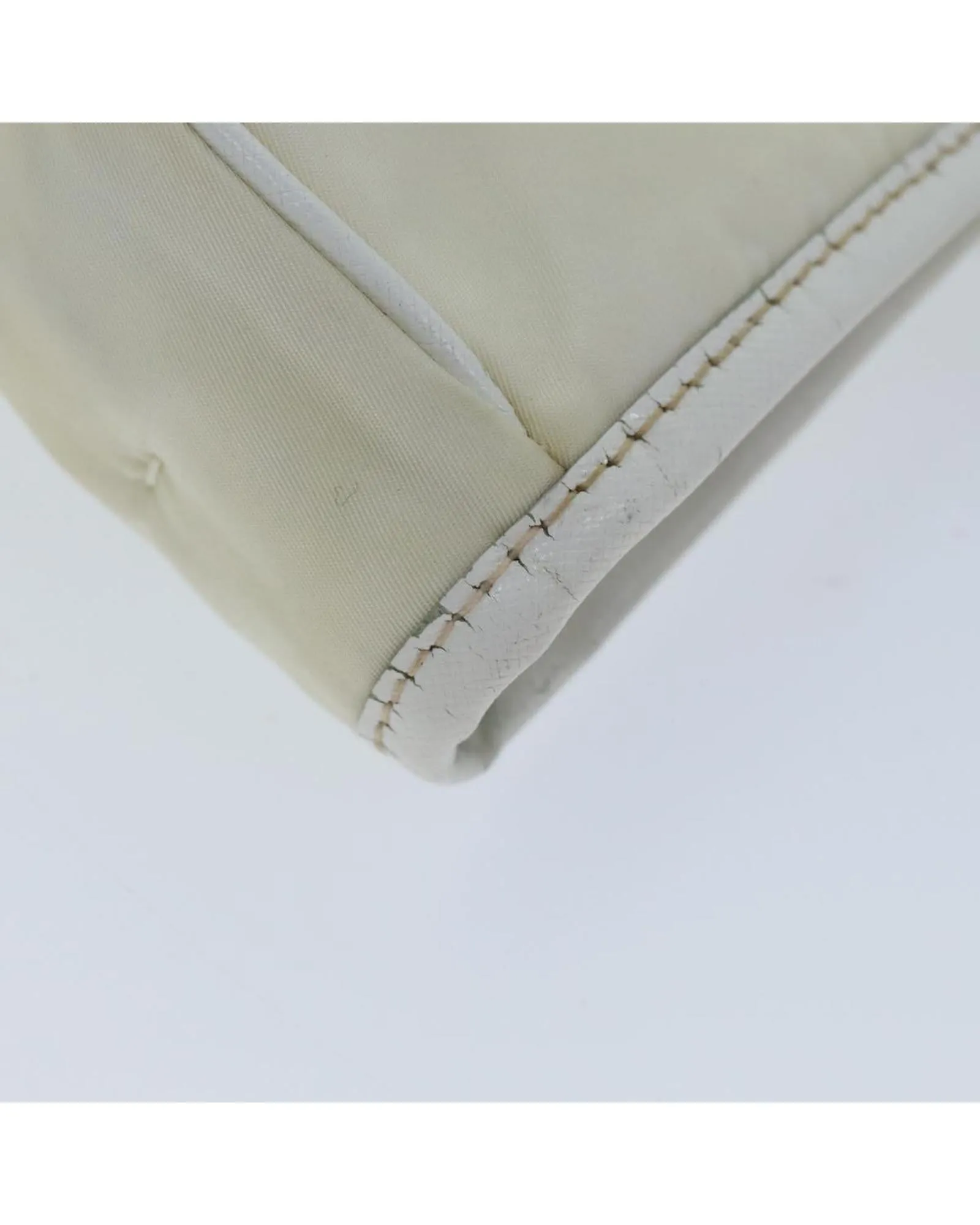 White Nylon Tote Bag with Shoulder Strap - Italian Made