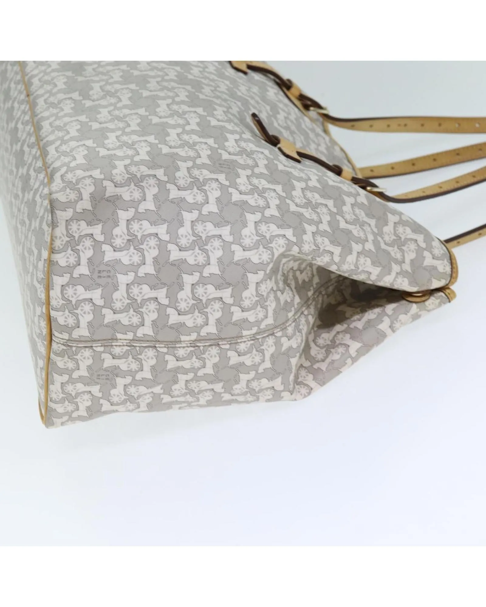 White PVC Leather Tote Bag with Sulky Style by Celine