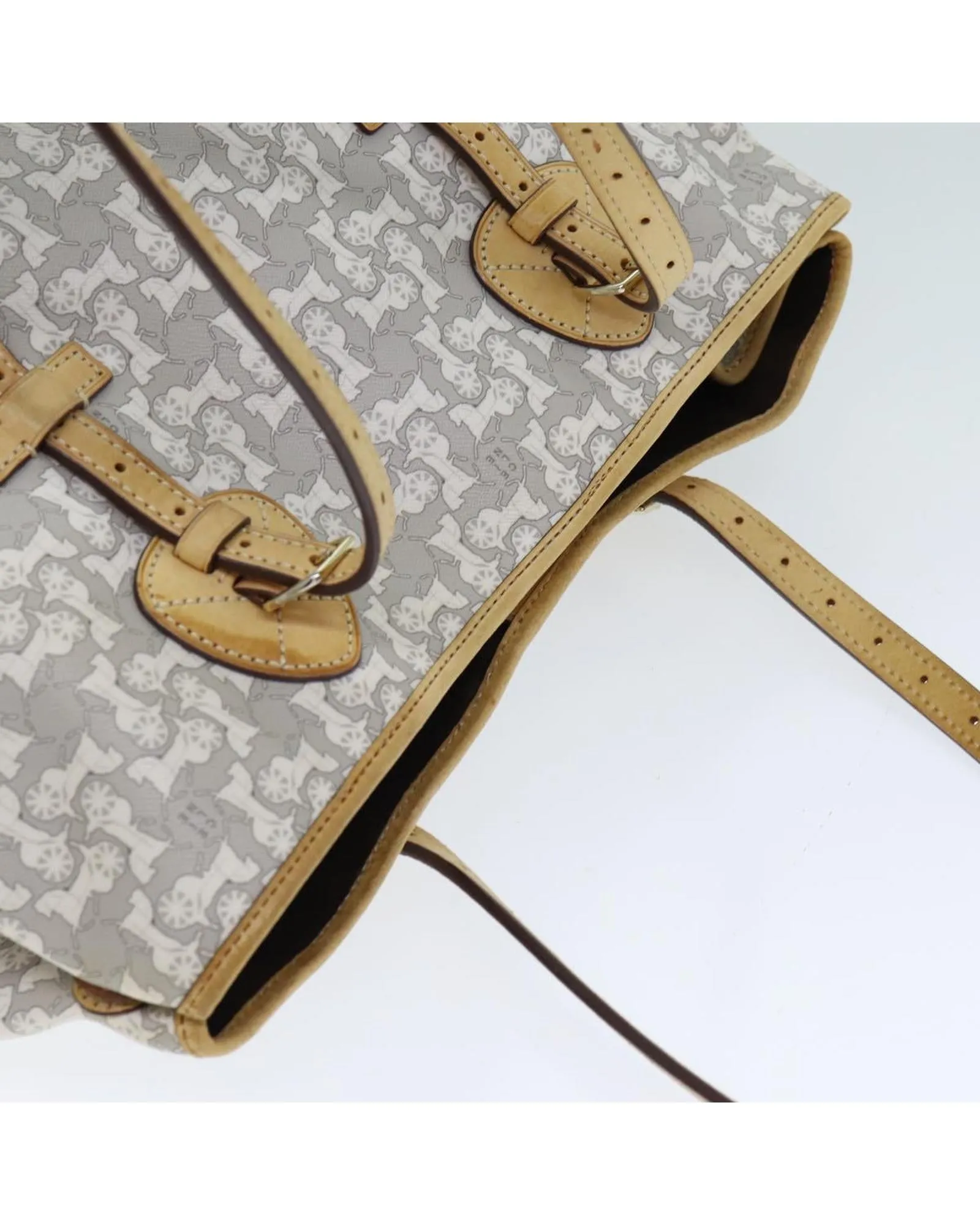 White PVC Leather Tote Bag with Sulky Style by Celine