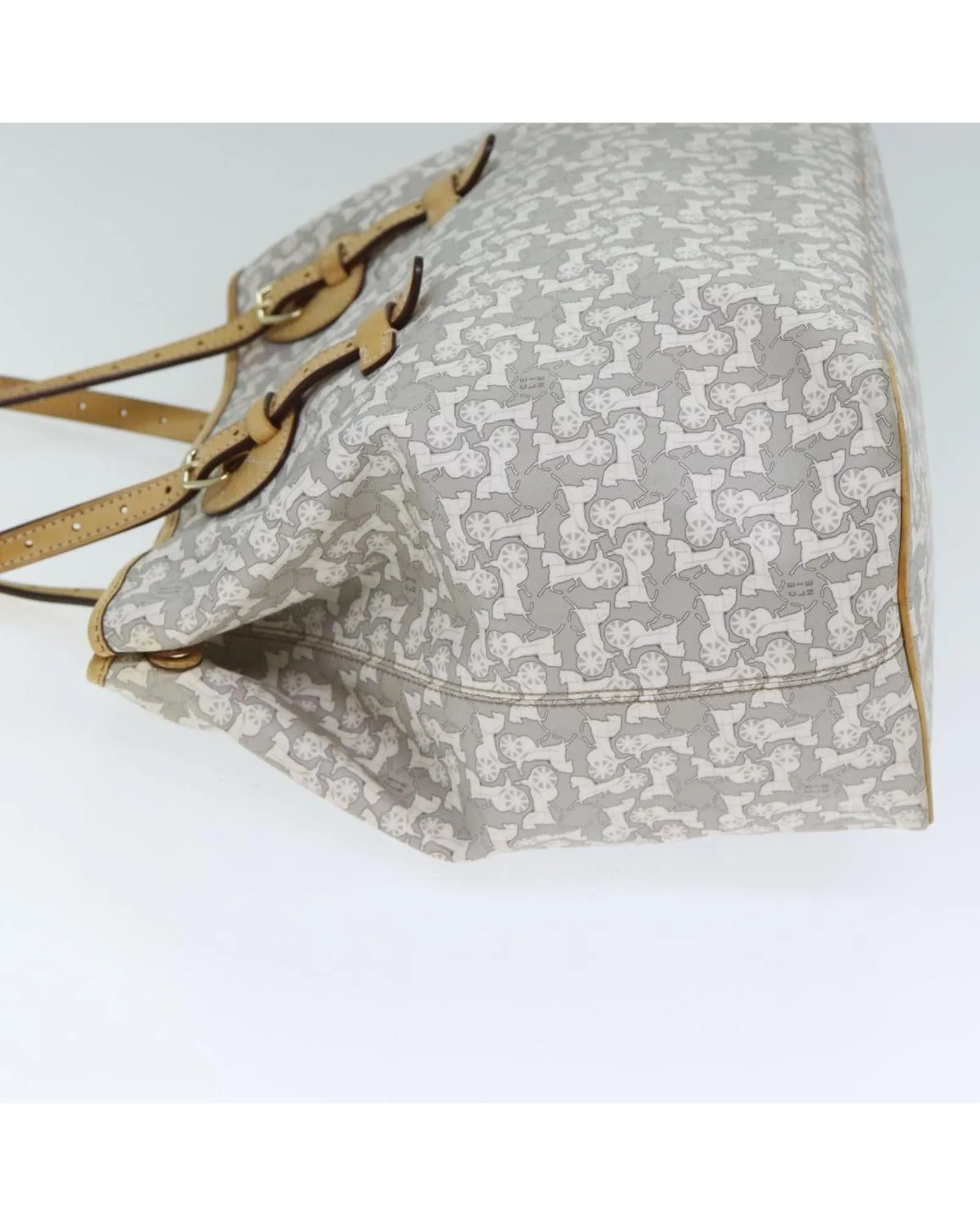White PVC Leather Tote Bag with Sulky Style by Celine
